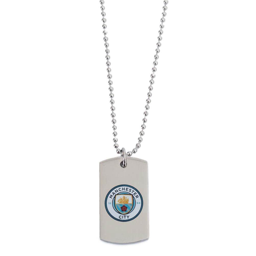 Manchester City FC Colour Crest Dog Tag & Chain - Gift Arch