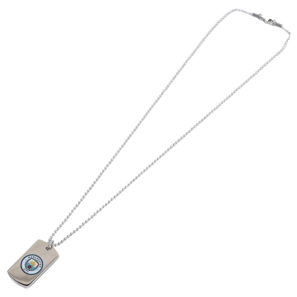 Manchester City FC Colour Crest Dog Tag & Chain - Gift Arch