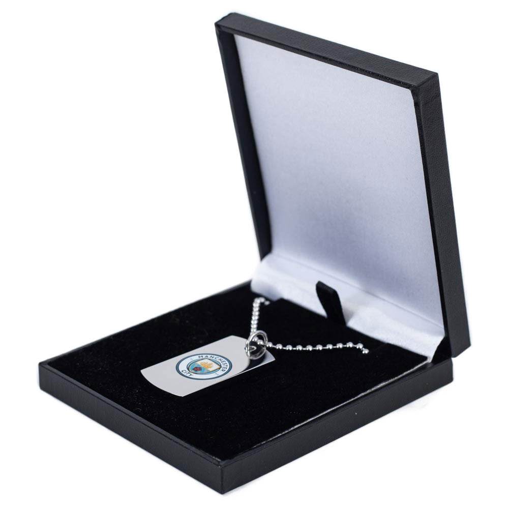Manchester City FC Colour Crest Dog Tag & Chain - Gift Arch