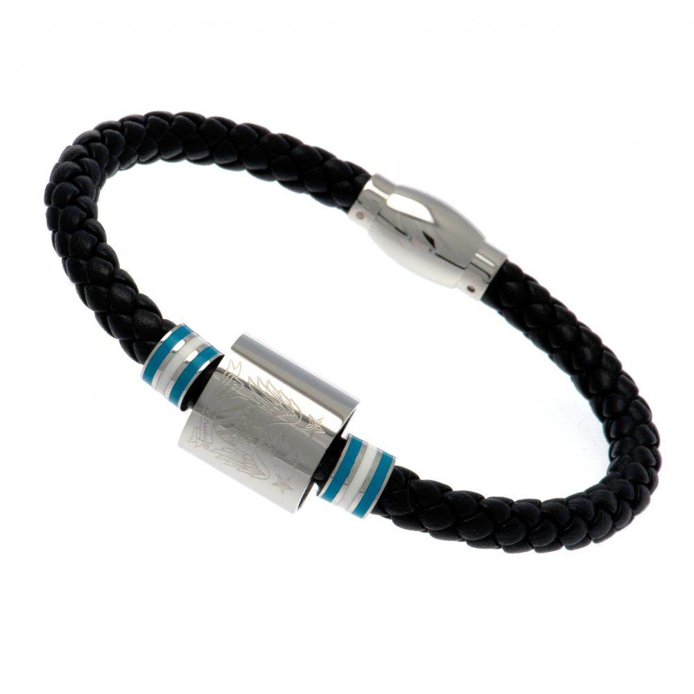 Manchester City FC Colour Ring Leather Bracelet - Gift Arch