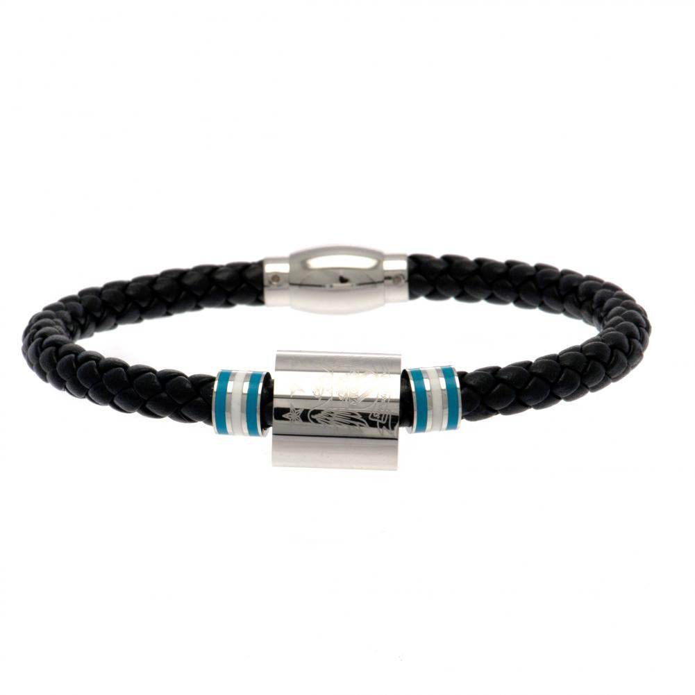 Manchester City FC Colour Ring Leather Bracelet - Gift Arch