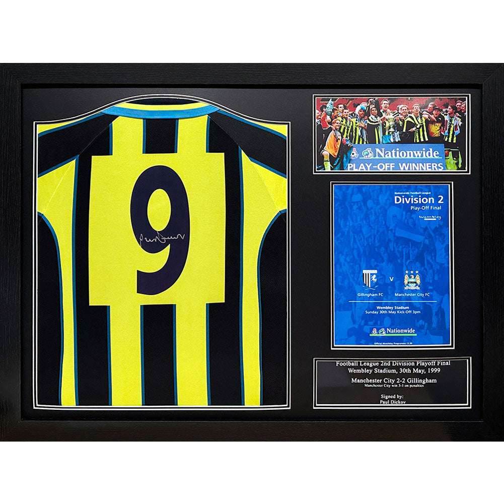 Manchester City FC Dickov Signed Shirt (Framed) - Gift Arch