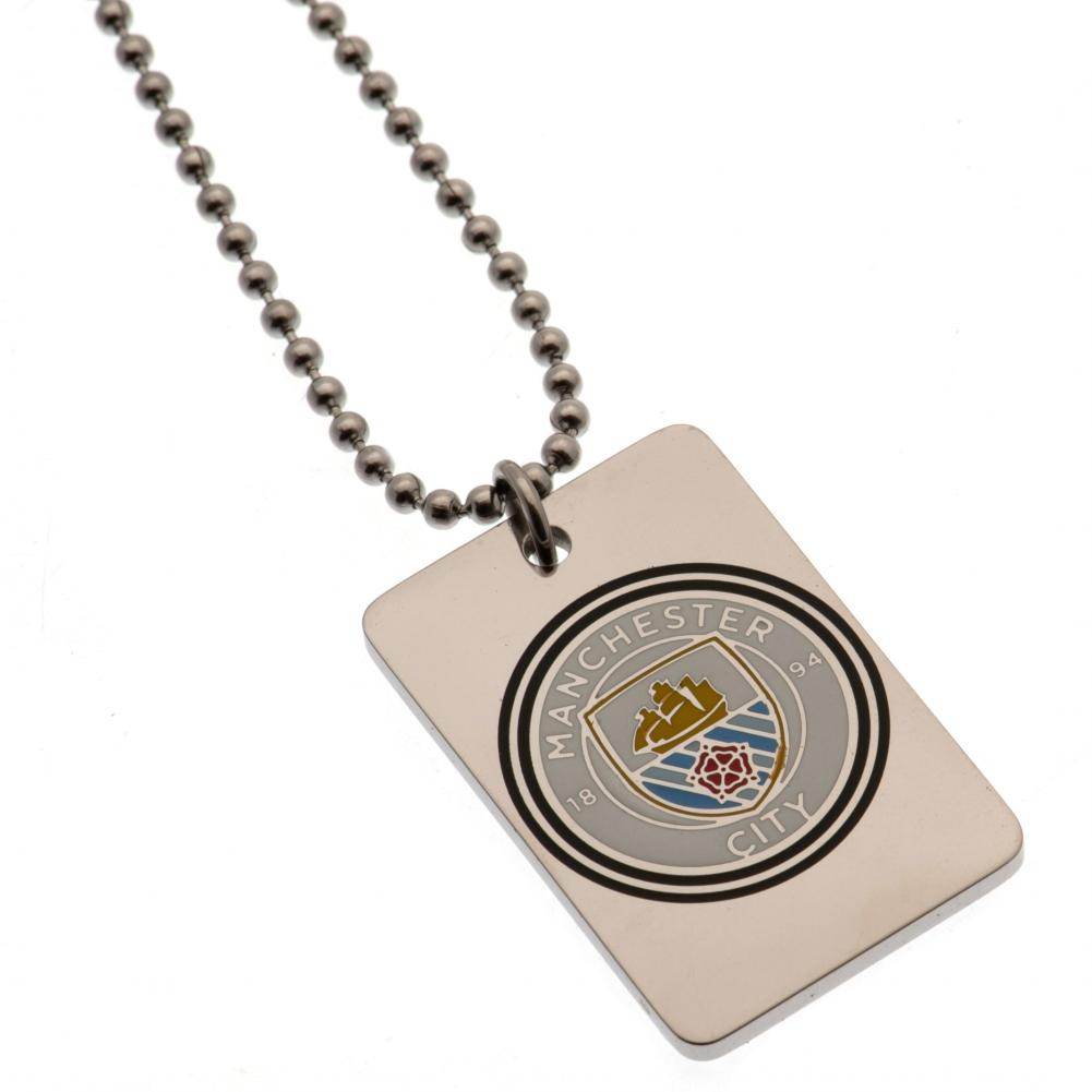 Manchester City FC Enamel Crest Dog Tag & Chain - Gift Arch