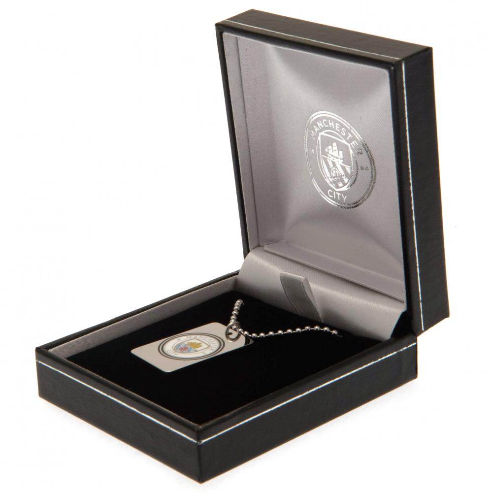 Manchester City FC Enamel Crest Dog Tag & Chain - Gift Arch