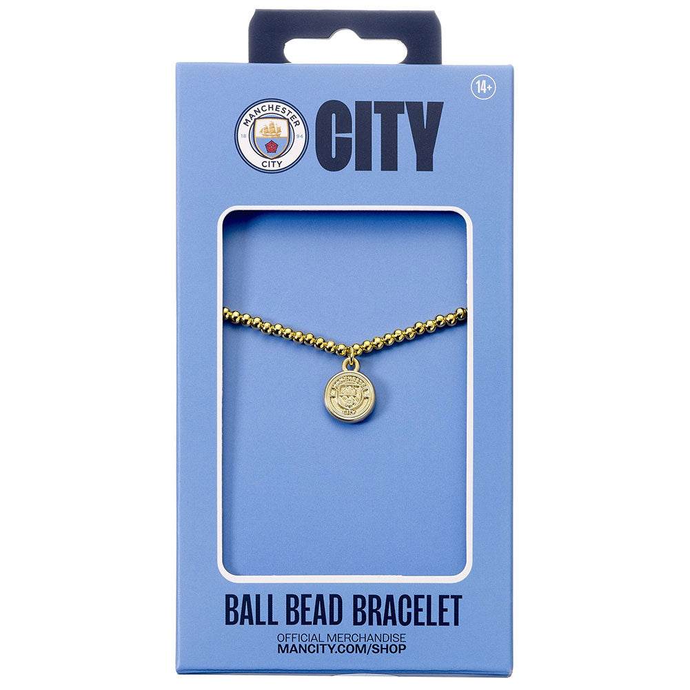 Manchester City FC Gold Finish Bead Bracelet - Gift Arch