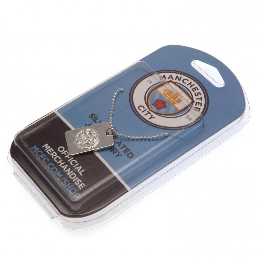 Manchester City FC Silver Plated Dog Tag & Chain - Gift Arch