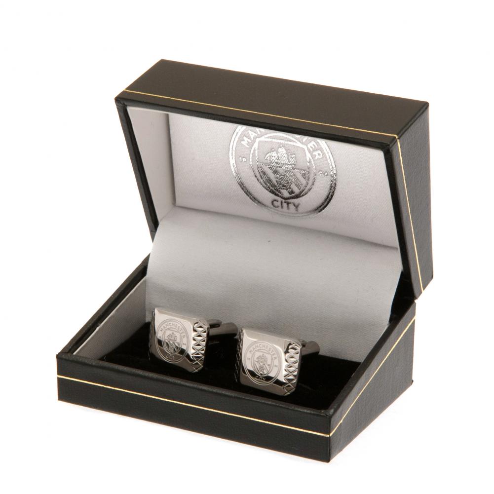 Manchester City FC Stainless Steel Patterned Cufflinks - Gift Arch