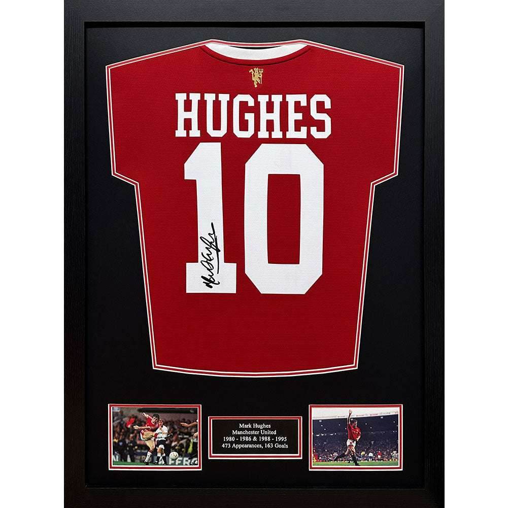 Manchester United FC 1985 Hughes Signed Shirt (Framed) - Gift Arch