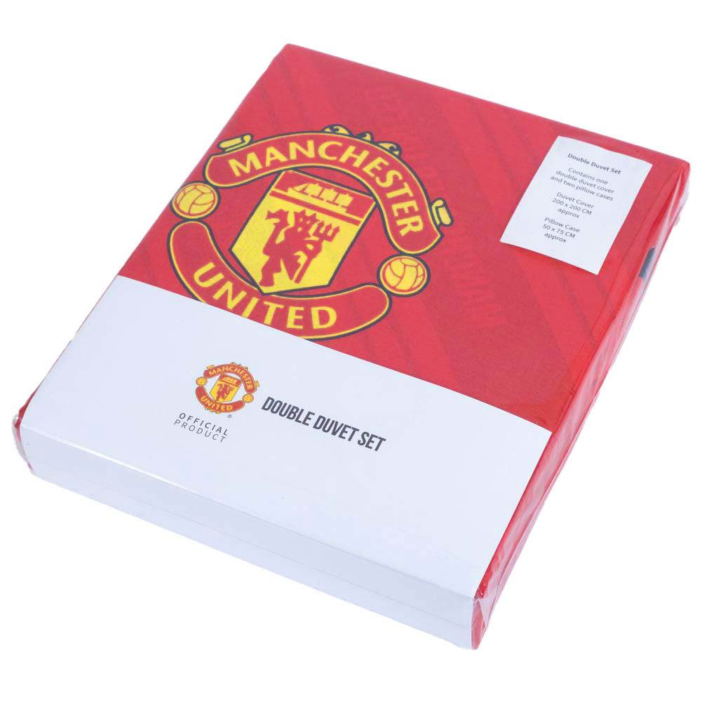Manchester United FC Core Stripe Double Duvet Set - Gift Arch