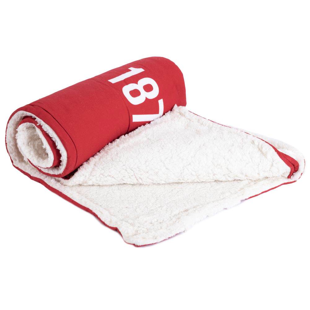 Manchester United FC Core Stripe Sherpa Fleece Blanket - Gift Arch