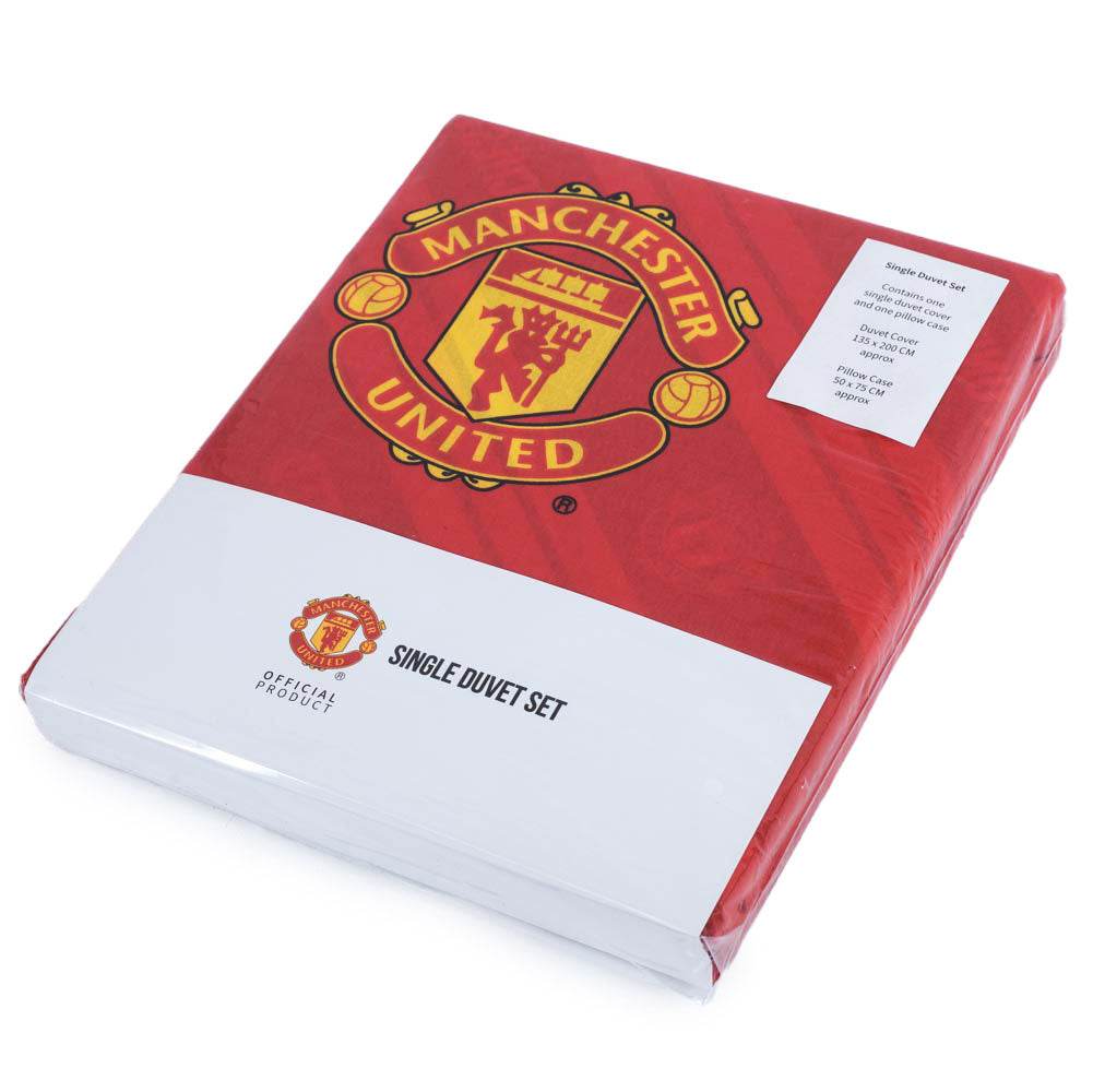 Manchester United FC Core Stripe Single Duvet Set - Gift Arch