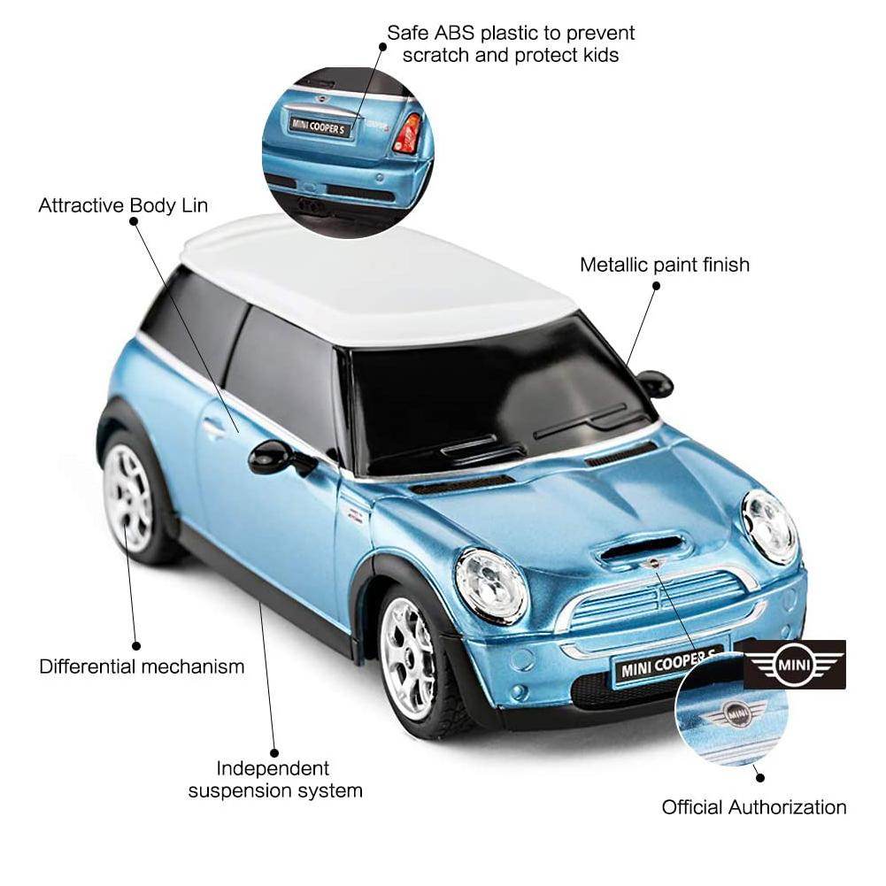 Mini Cooper S Radio Controlled Car 1:24 Scale Blue - Gift Arch