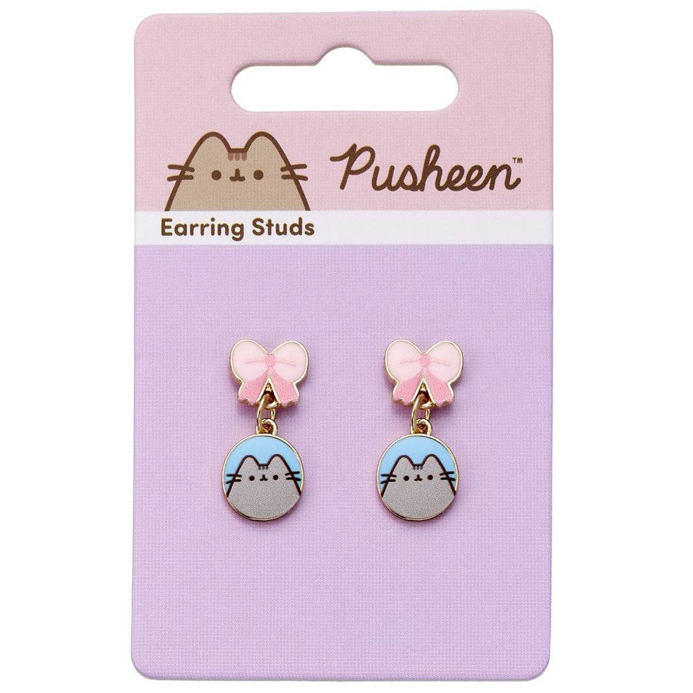 Pusheen Gold Plated Bow Drop Earrings - Gift Arch