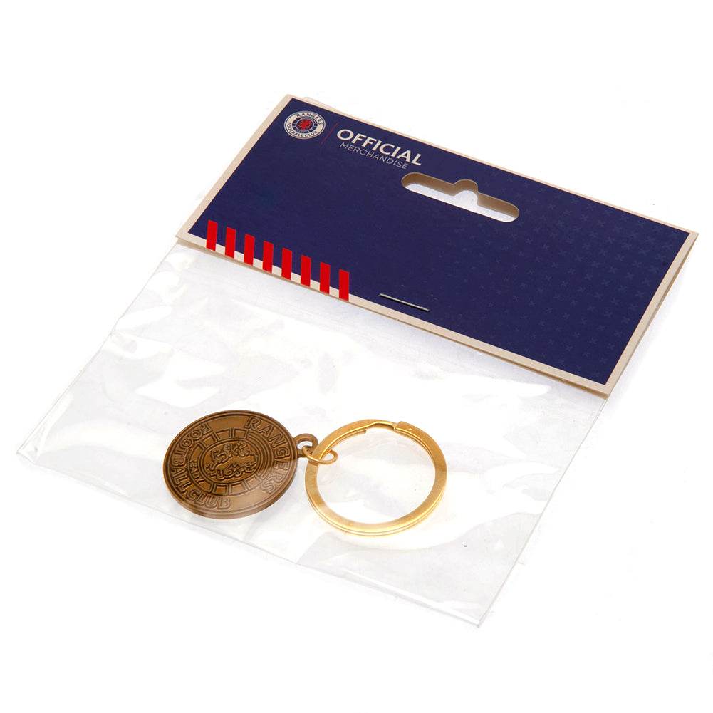 Rangers FC Antique Gold Ready Crest Keyring - Gift Arch