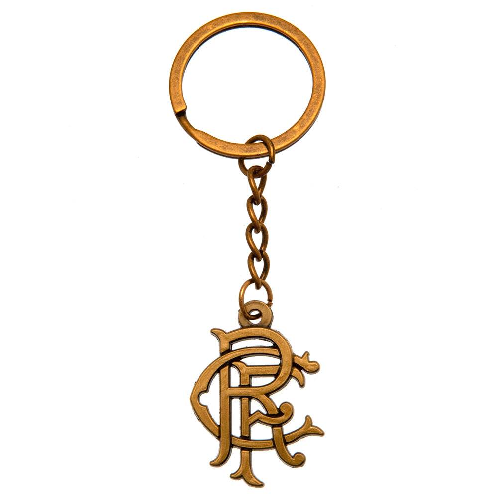 Rangers FC Antique Gold Scroll Crest Keyring - Gift Arch