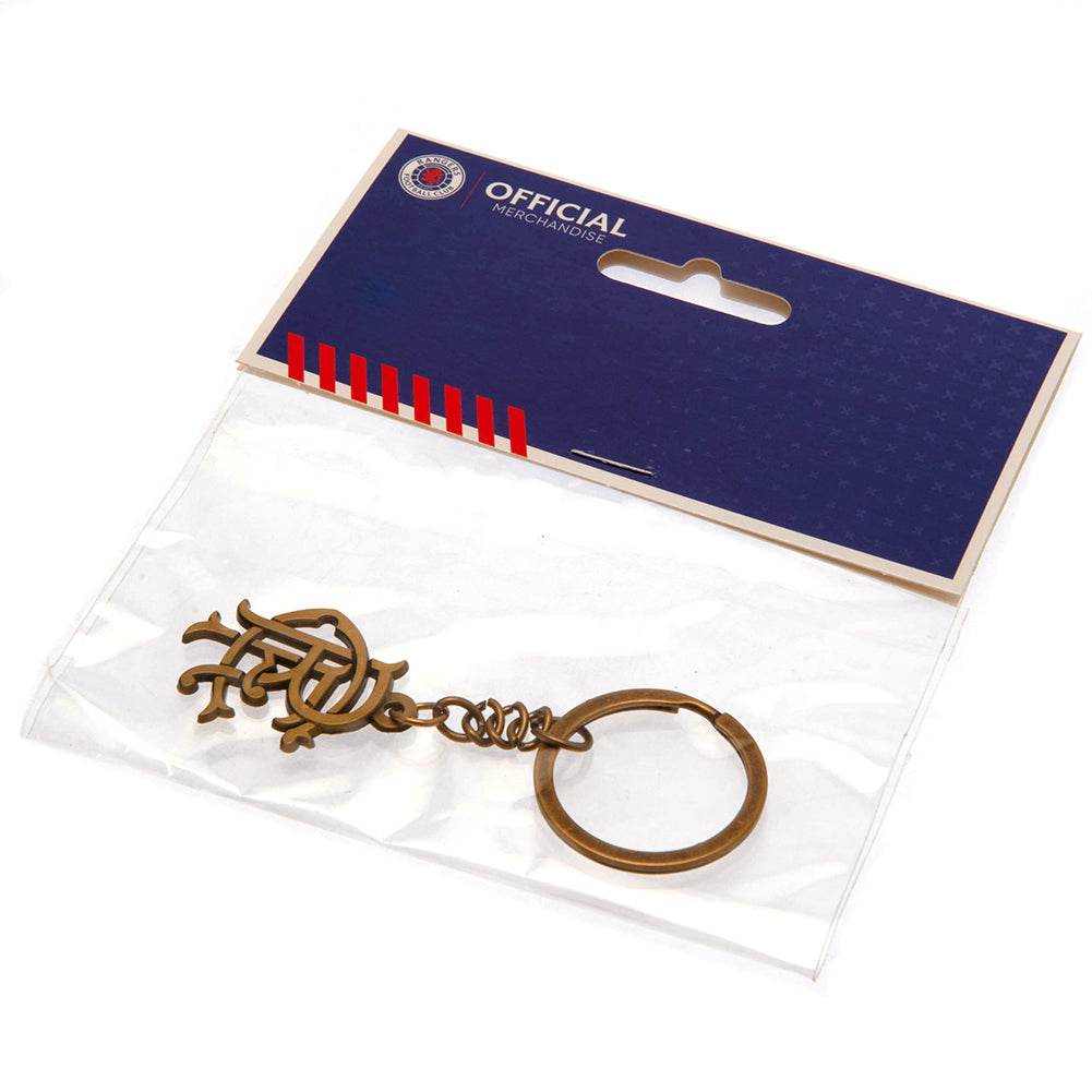 Rangers FC Antique Gold Scroll Crest Keyring - Gift Arch