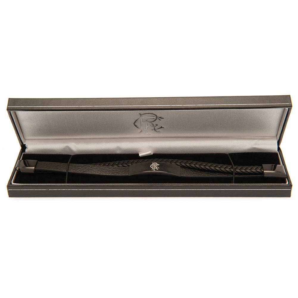 Rangers FC Black IP Leather Bracelet - Gift Arch