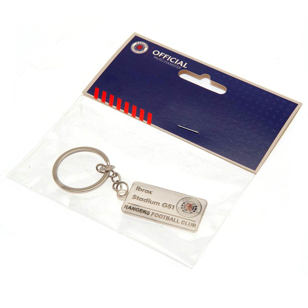 Rangers FC Embossed Street Sign Keyring - Gift Arch