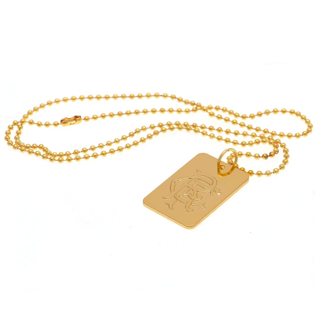 Rangers FC Gold Plated Dog Tag & Chain - Gift Arch