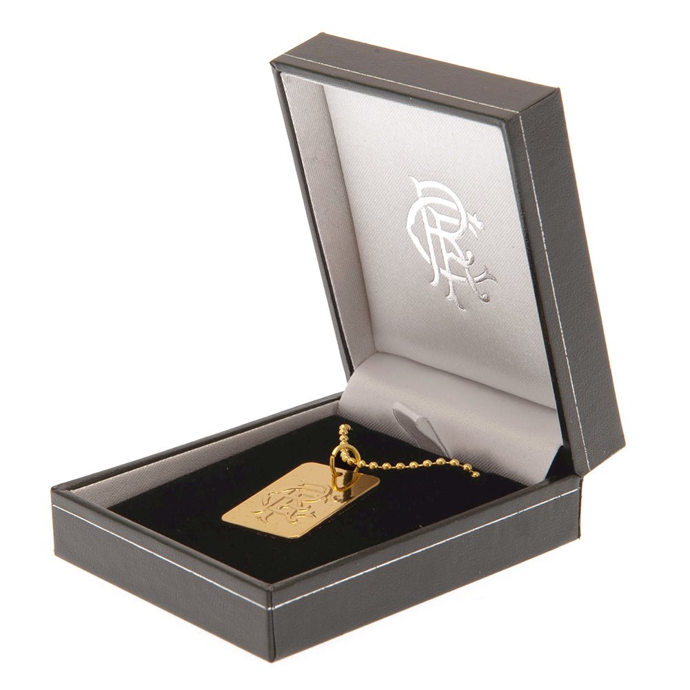 Rangers FC Gold Plated Dog Tag & Chain - Gift Arch