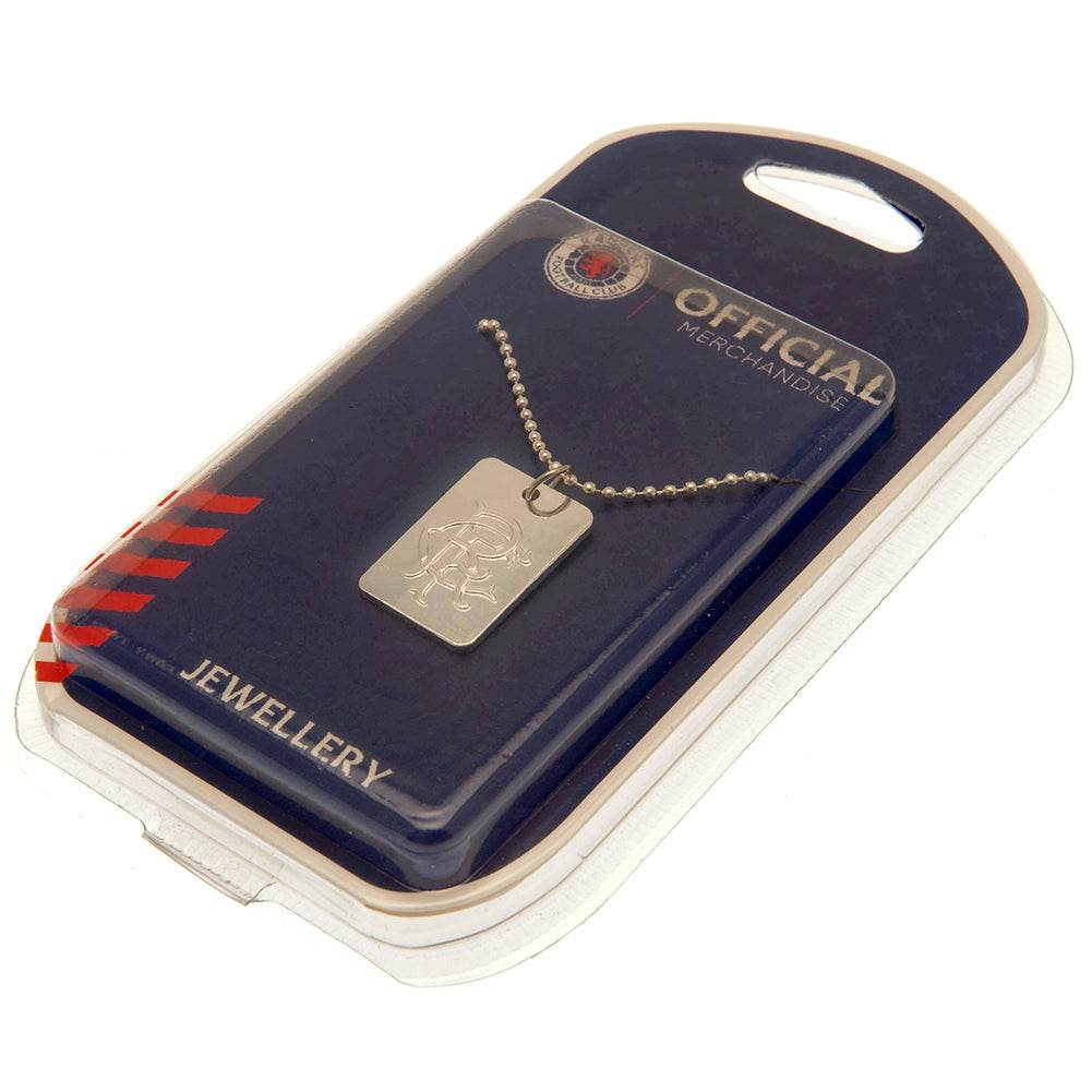 Rangers FC Silver Plated Dog Tag & Chain - Gift Arch