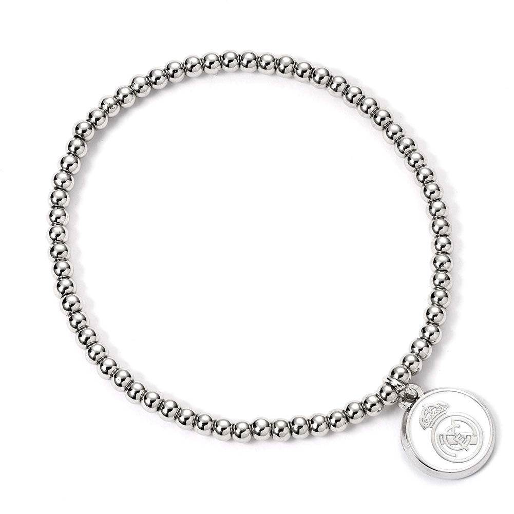 Real Madrid CF Silver Finish Bead Bracelet - Gift Arch