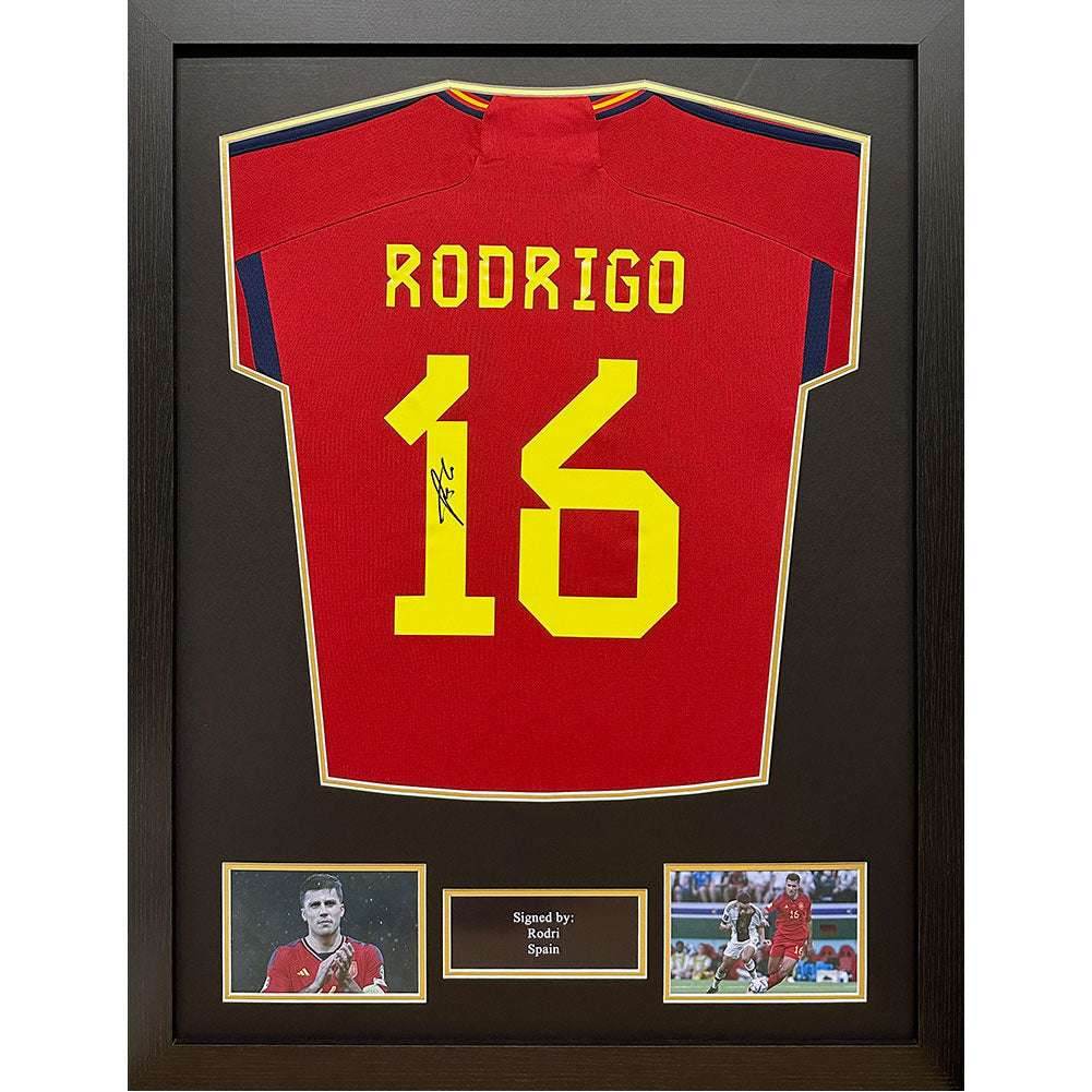 Spain Rodri Signed Shirt (Framed) - Gift Arch