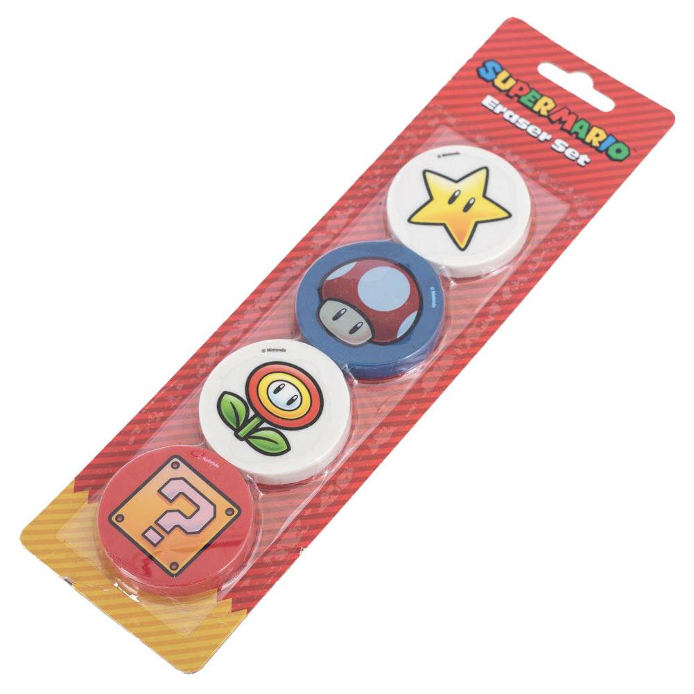 Super Mario 4pk Eraser Set - Gift Arch