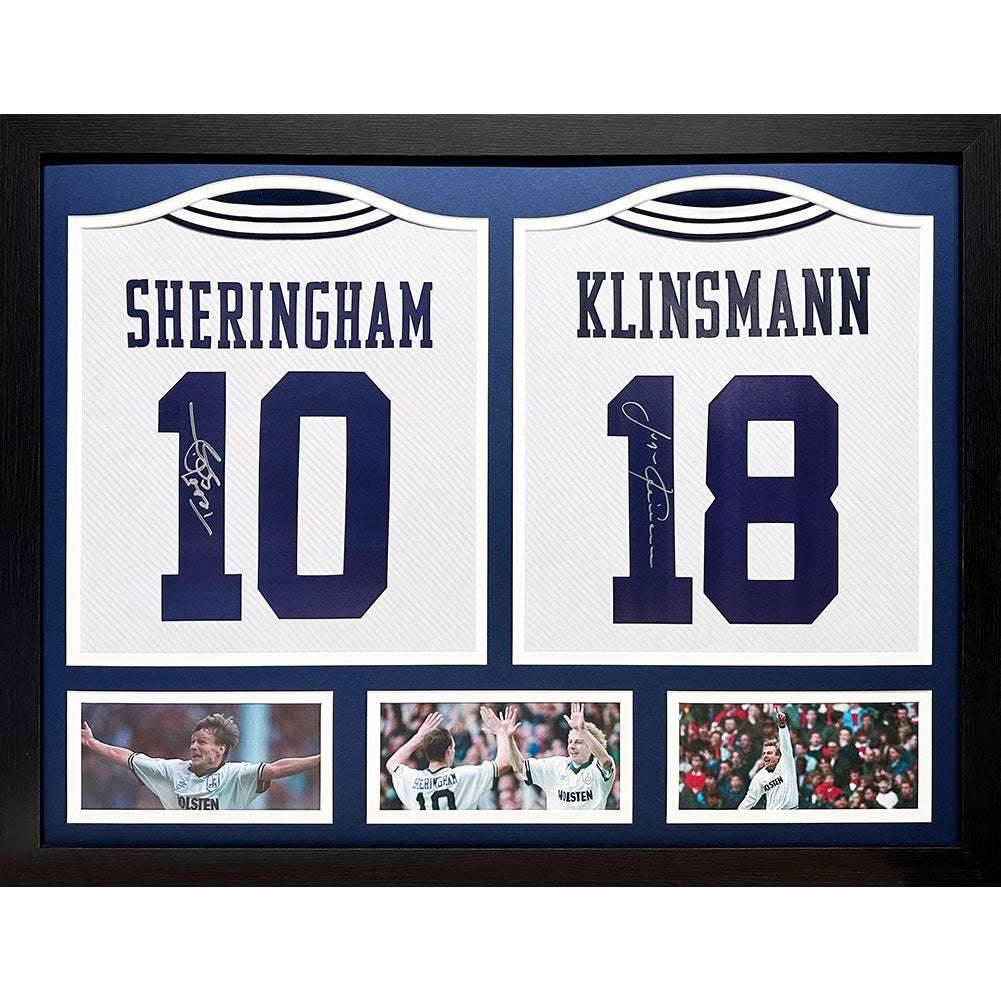 Tottenham Hotspur FC 1994 Klinsmann & Sheringham Signed Shirts (Dual Framed) - Gift Arch