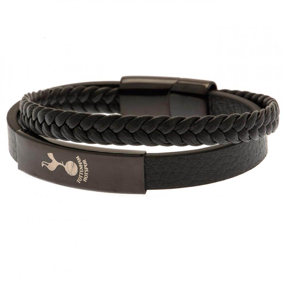 Tottenham Hotspur FC Black IP Leather Bracelet - Gift Arch