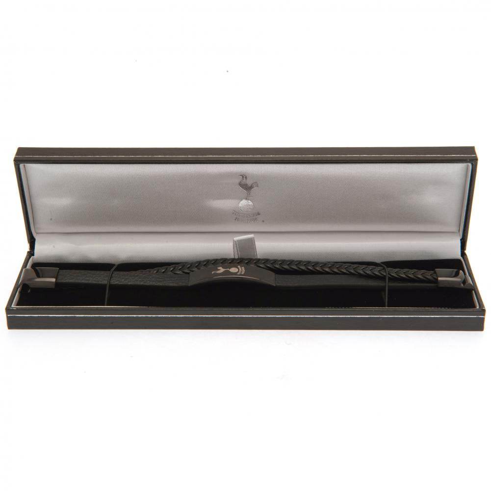 Tottenham Hotspur FC Black IP Leather Bracelet - Gift Arch