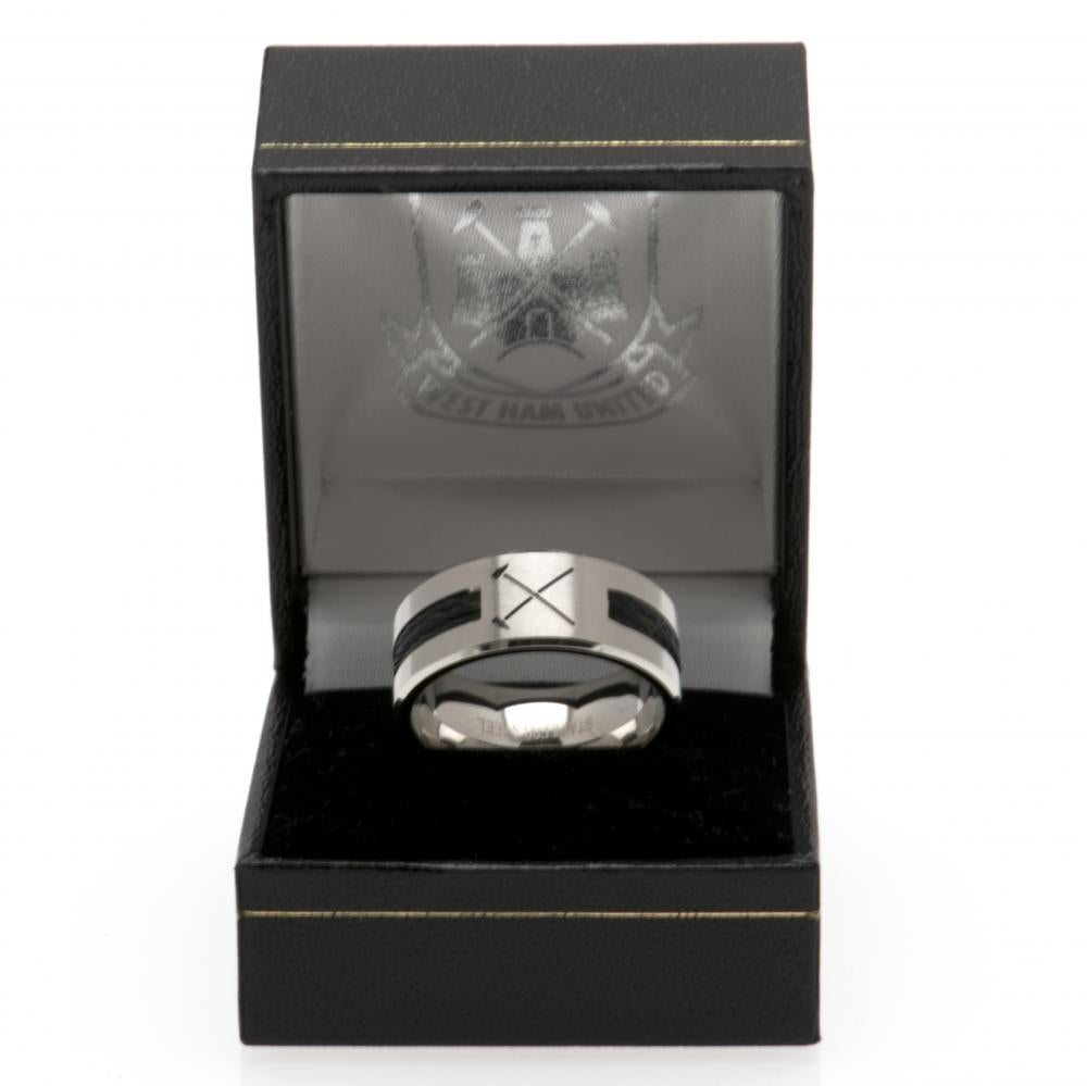 West Ham United FC Black Inlay Ring Small HM - Gift Arch