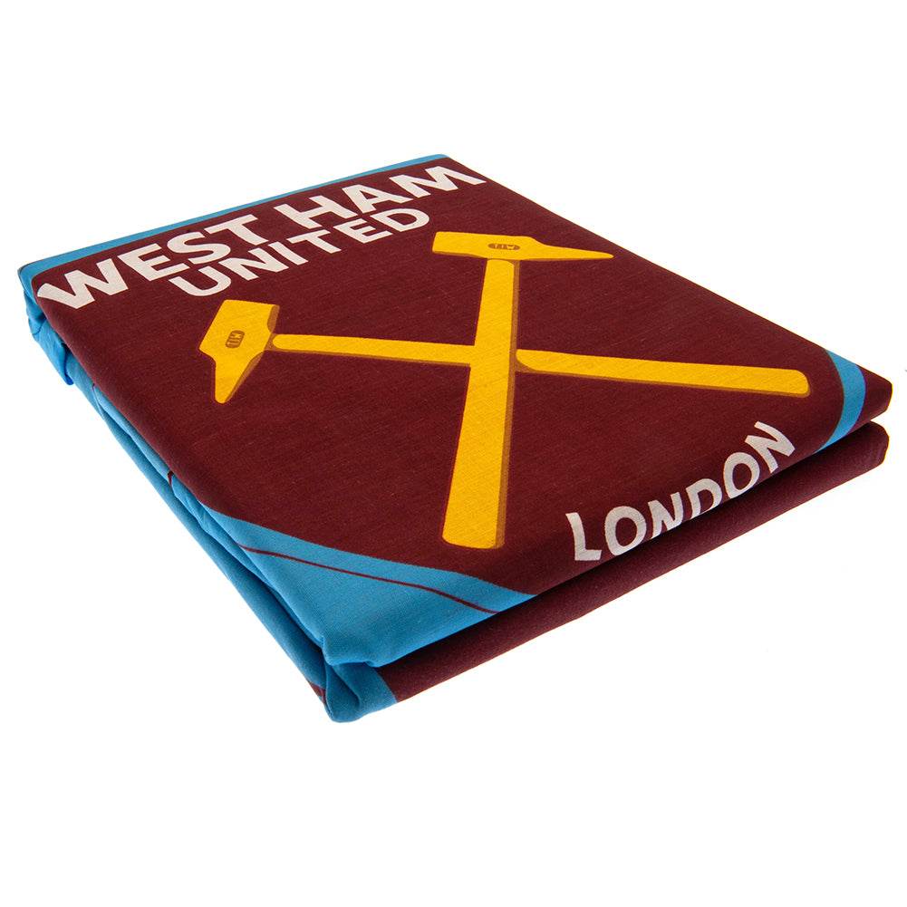 West Ham United FC Colour Split Single Duvet Set - Gift Arch
