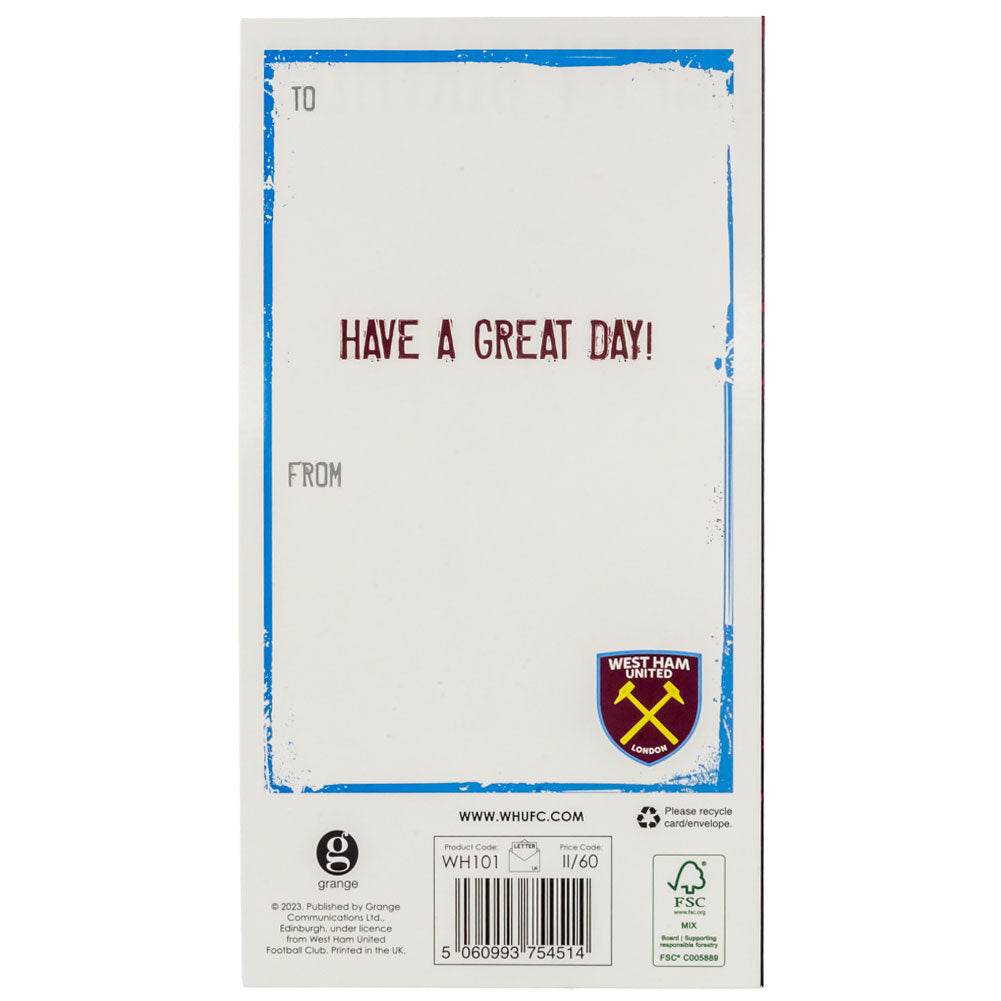 West Ham United FC Crest Birthday Card - Gift Arch