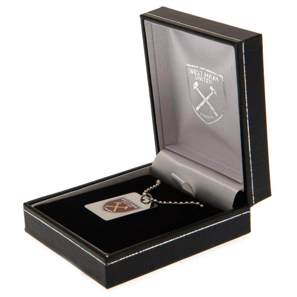West Ham United FC Enamel Crest Dog Tag & Chain - Gift Arch