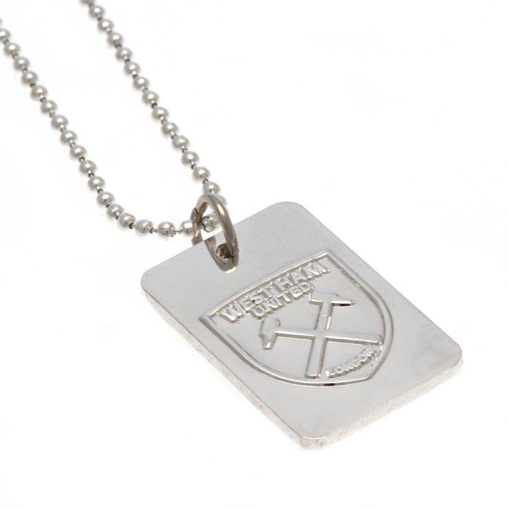 West Ham United FC Silver Plated Dog Tag & Chain - Gift Arch