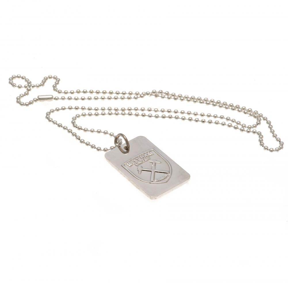 West Ham United FC Silver Plated Dog Tag & Chain - Gift Arch