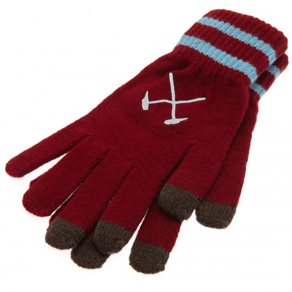 West Ham United FC Touchscreen Knitted Gloves Youths - Gift Arch