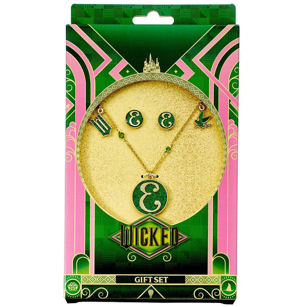 Wicked Gold Plated Elphaba Necklace & Earrings - Gift Arch