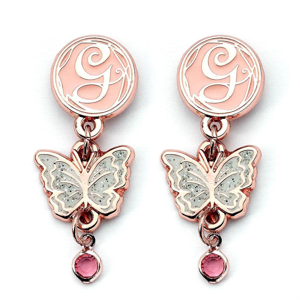Wicked Rose Gold Plated Glinda Butterfly Drop Earrings - Gift Arch