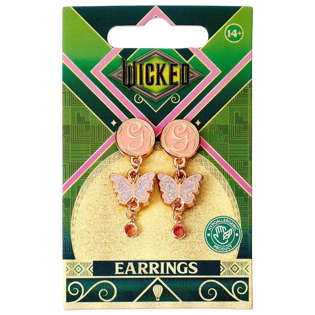 Wicked Rose Gold Plated Glinda Butterfly Drop Earrings - Gift Arch