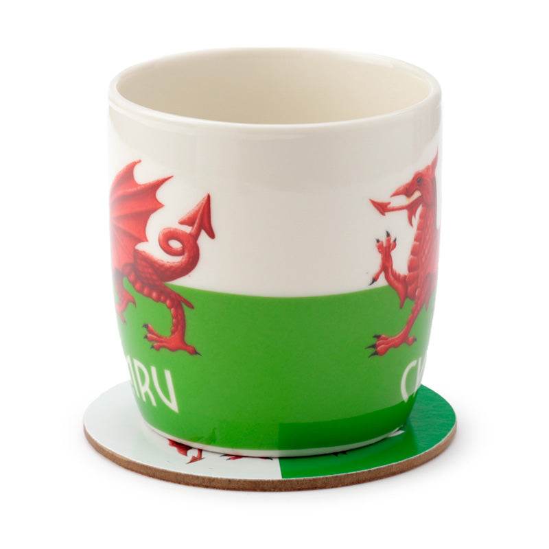 Welsh Dragon Wales (Cymru) Souvenir Porcelain Mug & Coaster Set - Gift Arch
