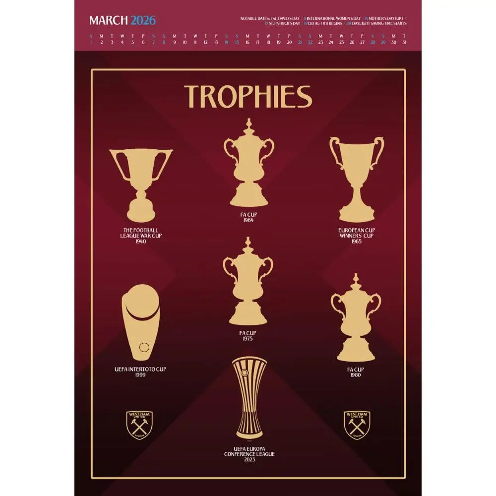 West Ham United FC Deluxe Calendar 2026