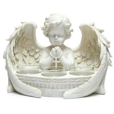 White Cherub 3 Tea Light Candle Holder - Candles & Candle Holders