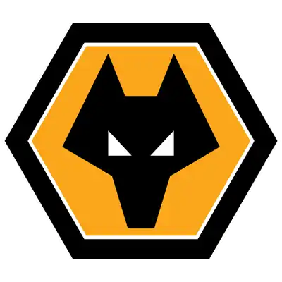 Yellow and black hexagonal logo with wolf face design.