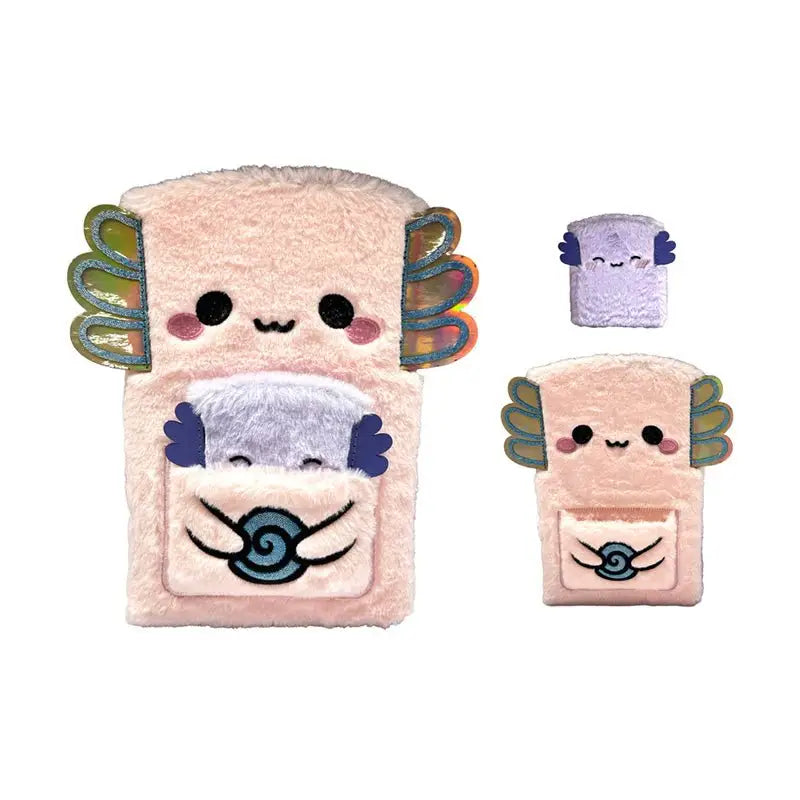 Adoramals Maddie the Axolotl Plush Notebook with Pouch & Mini Notebook - Sealife & Aquarium