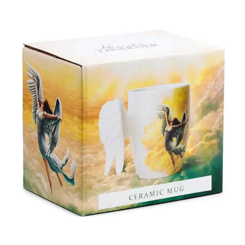 Angel Wings Ceramic Shaped Handle Mug with Decal - Mugs & Coffee Cups