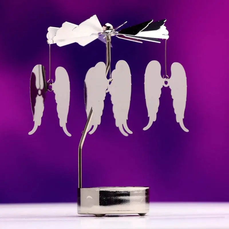 Angel Wings Rotating Carousel Spinning Tea Light Candle Holder - Candles & Candle Holders