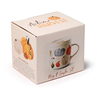 Autumn Harvest Porcelain Mug & Coaster Lid Set - Gift Arch