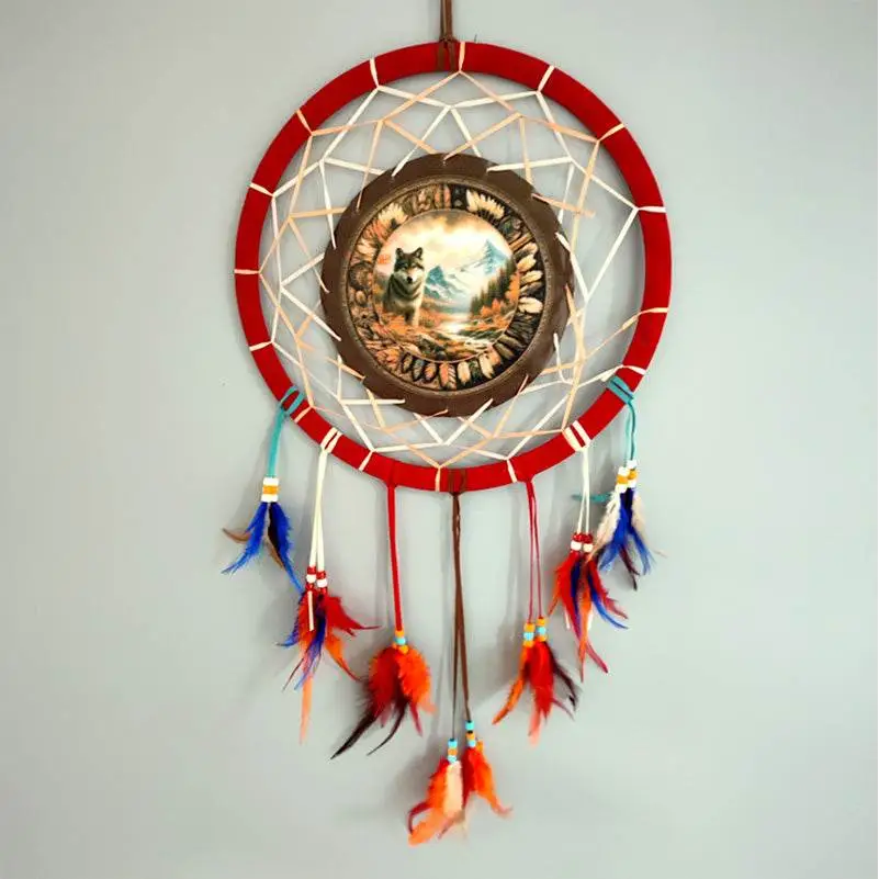 Autumnal Wolf Dreamcatcher 33cm - Dreamcatchers